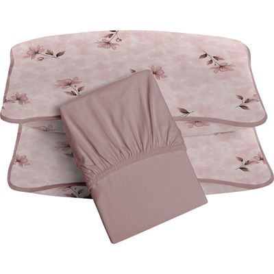 Jogo de Lençol KazzaVip Queen Malha 100% Algodão Carine 3 peças Linha Premium Rose
