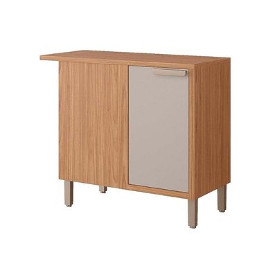 Balcão Cozinha MGM c/Tampo Eloise Nicho de Canto c/1 Porta 92cm Cinamomo/Off
