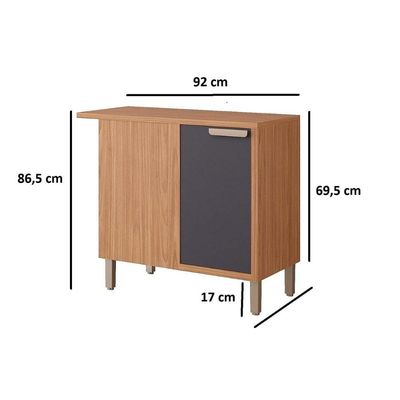Balcão Cozinha MGM c/Tampo Eloise Nicho de Canto c/1 Porta 92cm Cinamomo/Off