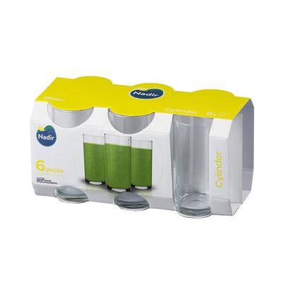 Jogo de Copos Long Drink Nadir Figueredo Cylinder em Vidro Transparente 6 Peças 300ml UNICA