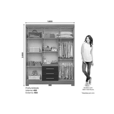 Guarda Roupa Casal 6 Portas e 3 Gavetas B375 Nat/Avela Henn