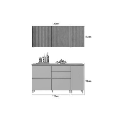 Cozinha Modulada Nesher Rainha Nesher 4 Peças CZ434 Branca/Nature