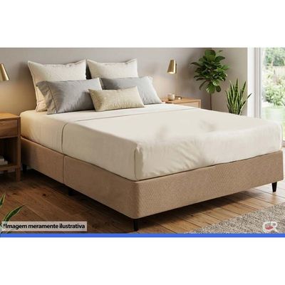 Cama Box Base Queen Ortobom Sommier Linho Clean 158x198x27
