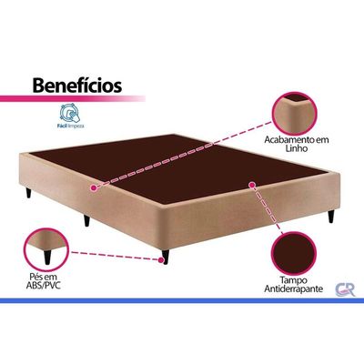Cama Box Base Solteiro Ortobom Sommier Linho Clean 88x188x30