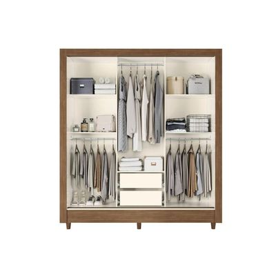 Guarda Roupa Casal 3 Ptas Correr Itália Jequitiba S. Andirá