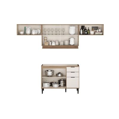 Kit Cozinha Carraro 4 Peças Alpha C4P179 Freijo/Off White
