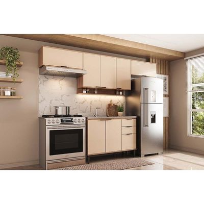 Kit Cozinha Carraro 4 Peças Alpha C4P179 Freijo/Off White