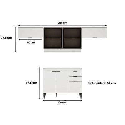 Cozinha Modulada Carraro Alpha Carraro 4 Peças Alpha C4P182 Freijo/Off White