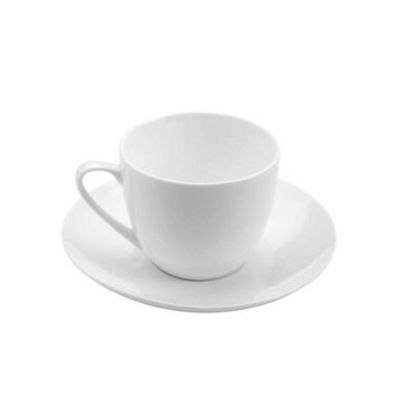 Xicara de Chá com Pires 220ml Porcelana Branca Clean 2 pçs Lyor