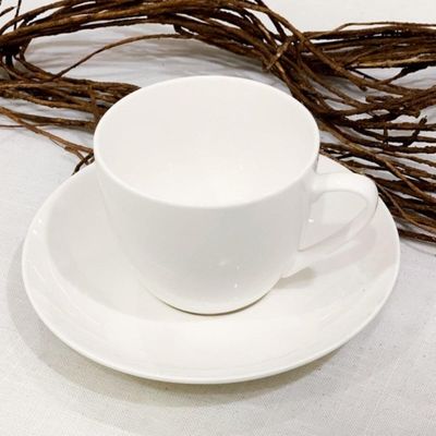 Xicara de Chá com Pires 220ml Porcelana Branca Clean 2 pçs Lyor