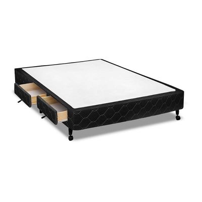 Cama Base c/Aux 4 Gavetas Casal Castor Poli Black 138x188x27