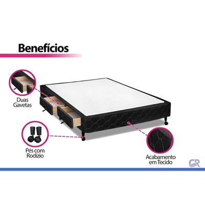 Cama Base c/Aux 4 Gavetas Casal Castor Poli Black 138x188x27