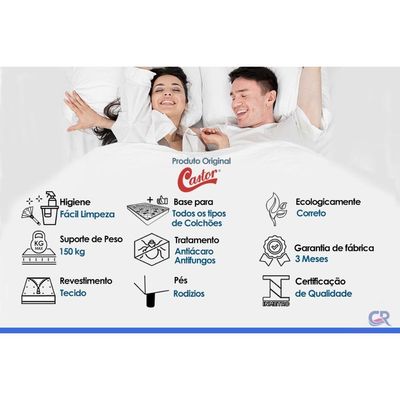 Cama Base c/Aux 4 Gavetas Casal Castor Poli Black 138x188x27