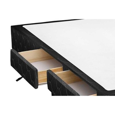 Cama Base c/Aux 4 Gavetas Casal Castor Poli Black 138x188x27