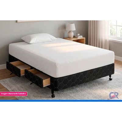 Cama Base c/Aux 4 Gavetas Casal Castor Poli Black 138x188x27