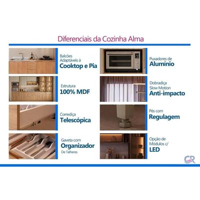 Paneleiro Cozinha Modulado Alma 3 Portas 1 Gaveta 60cm Cedro Carraro