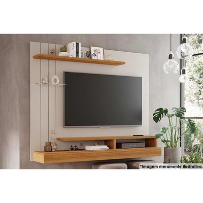 Painel Home p/ TV até 50 Pol Valência Plus 160cm Off White/Nature Permóbili