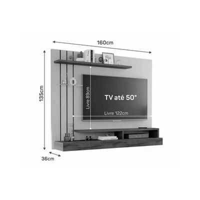 Painel Home p/ TV até 50 Pol Valência Plus 160cm Cinamomo/Off White Permóbili
