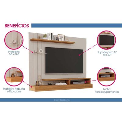Painel Home p/ TV até 50 Pol Valência Plus 160cm Cinamomo/Off White Permóbili