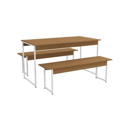 Mesa Sala Jantar c/2 Bancos Industrial LI013 Canela/Branco Kappesberg