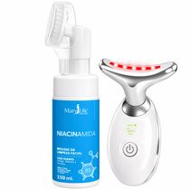 Kit Spa Facial Mousse Limpeza Niacinamida Massageador Facial