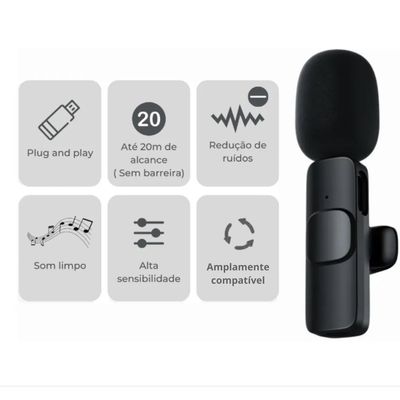Microfone Lapela Wireless Sem Fio Lightning