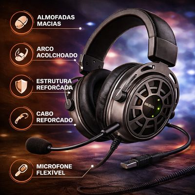 Fone Headset Gamer RGB com Microfone