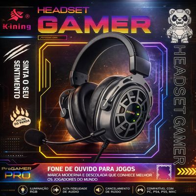 Fone Headset Gamer RGB com Microfone