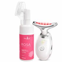 Kit Spa Facial Mousse Limpeza Rosa Mosqueta + Massageador