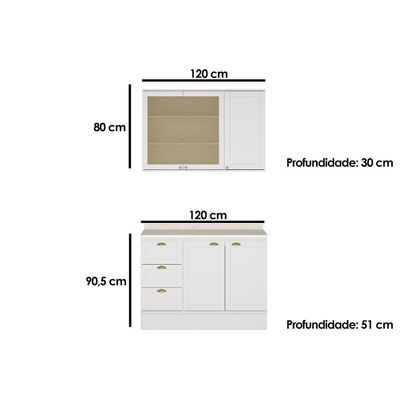 Cozinha Modulada Carraro 2 Peças Bella C2P48 Nogal/Cinza