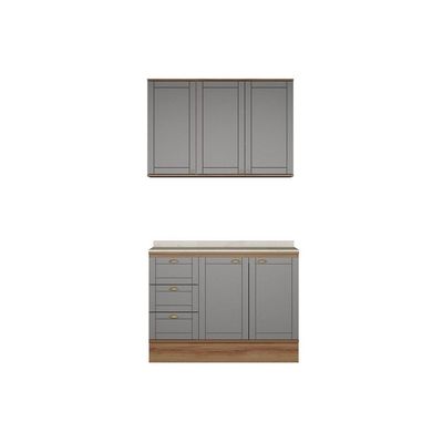 Cozinha Modulada Carraro Bella Carraro 2 Peças C2P50 Nogal/Cinza