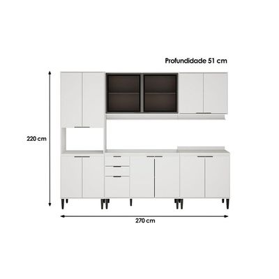 Cozinha Modulada Carraro Alpha Carraro 5 Peças Alpha C5P132 Branco