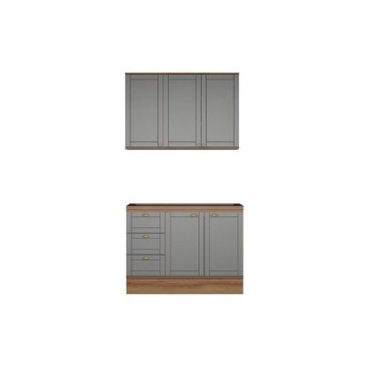 Cozinha Modulada Carraro Bella Carraro 2 Peças C2P49 Nogal/Cinza