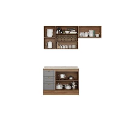Kit Cozinha Carraro 3 Peças Bella C3P24 Nogal/Cinza