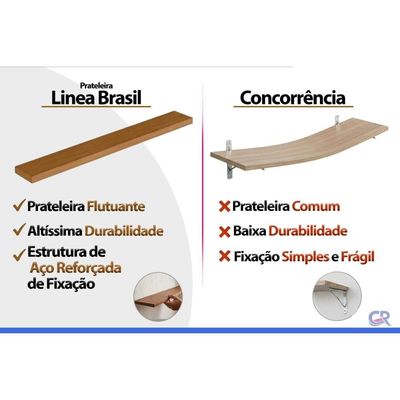 Prateleira Sala Decorativa Flutuante Led 220x18 Gris - Linea Brasil