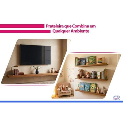 Prateleira Sala Decorativa Flutuante Led 220x18 Gris - Linea Brasil