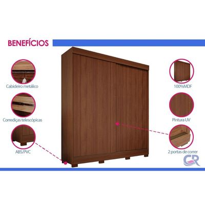 Guarda Roupa Casal 2Ptas Correr c/Pés Ilhéus Jequitiba Panan