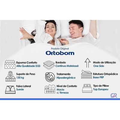 Colchão Casal Espuma Ortobom Ortopédico D33 Airtech 100 138x188x28