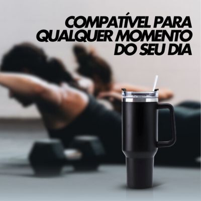 Copo Térmico Grande 1200 Ml Canudo Rosa Pink