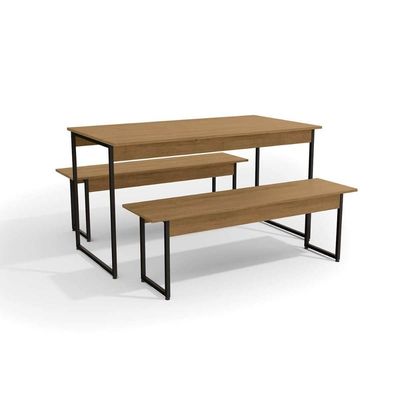 Mesa Sala Jantar c/2 Bancos Industrial LI013 Canela/Preto Kappesberg