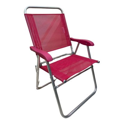 Cadeira De Praia Alta Sanete Encosto Alto Aluminio Ronchetti Rosa