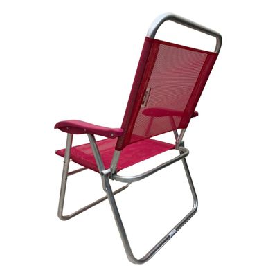 Cadeira De Praia Alta Sanete Encosto Alto Aluminio Ronchetti Rosa