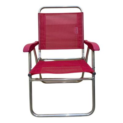 Cadeira De Praia Alta Sanete Encosto Alto Aluminio Ronchetti Rosa