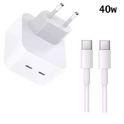 Carregador Turbo Duplo Type-C Para Galaxy S10 S24 S25 S26 Plus 40w