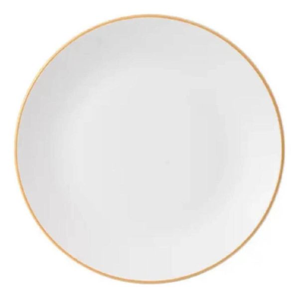 Prato Raso 27cm Porcelana Branco Borda Dourada Legacy Gold Mesa Posta Elegante