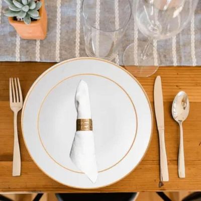 Prato Raso 27cm Porcelana Branco Borda Dourada Legacy Gold Mesa Posta Elegante