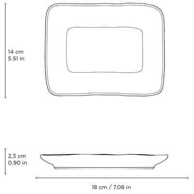 Travessa Retangular Pequena 18x14cm Juta Titanium Sushi Sashimi Porto Brasil