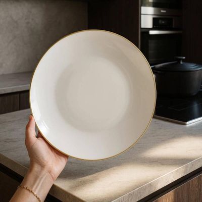 Prato Raso 27cm Porcelana Branco Borda Dourada Legacy Gold Mesa Posta Elegante