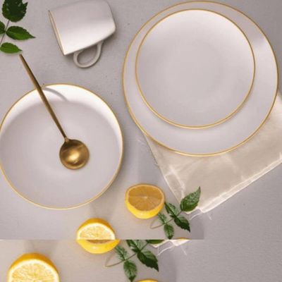 Prato para Sobremesa 19,2cm Porcelana Branca Borda Dourada Legacy Gold L'Hermitage Mesa Posta Luxo