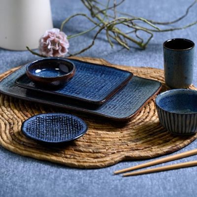 Travessa Retangular Pequena 18x14cm Juta Titanium Sushi Sashimi Porto Brasil